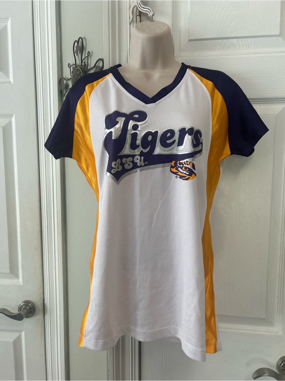 LSU Tigers Women’s Short Sleeve Purple & Gold Team Top Football Jersey SEC